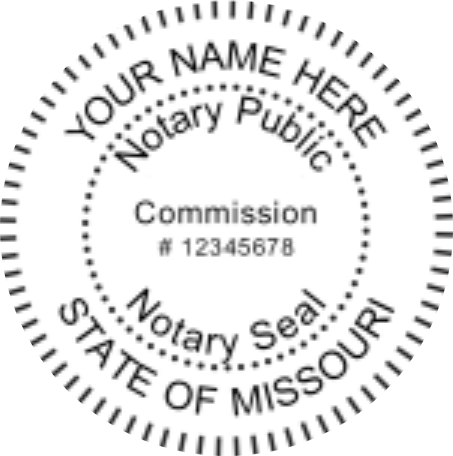 Missouri Notary Pre Inked Maxlight Circular Stamp, Sample Impression Image